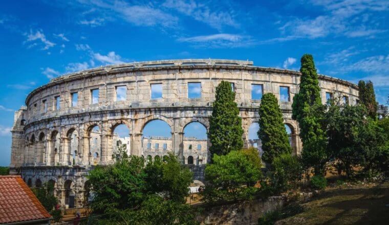 The ancient Pula colosseum in Croatia