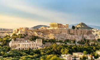 The Acropolis and other ruins in the center of Athens, Greece