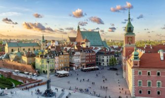 The charming Old Town of Warsaw, Poland featuring numerous historic buildings and churches