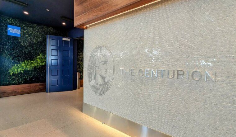Entrance to an American Express Centurion airport lounge