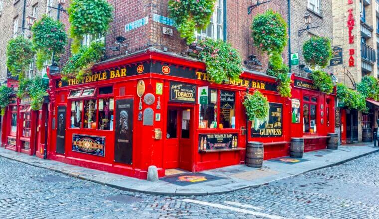 The iconic Temple Bar in downtown Dublin, Ireland