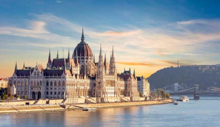 The stunning parliament building along the Danube in Budapest, Hungary