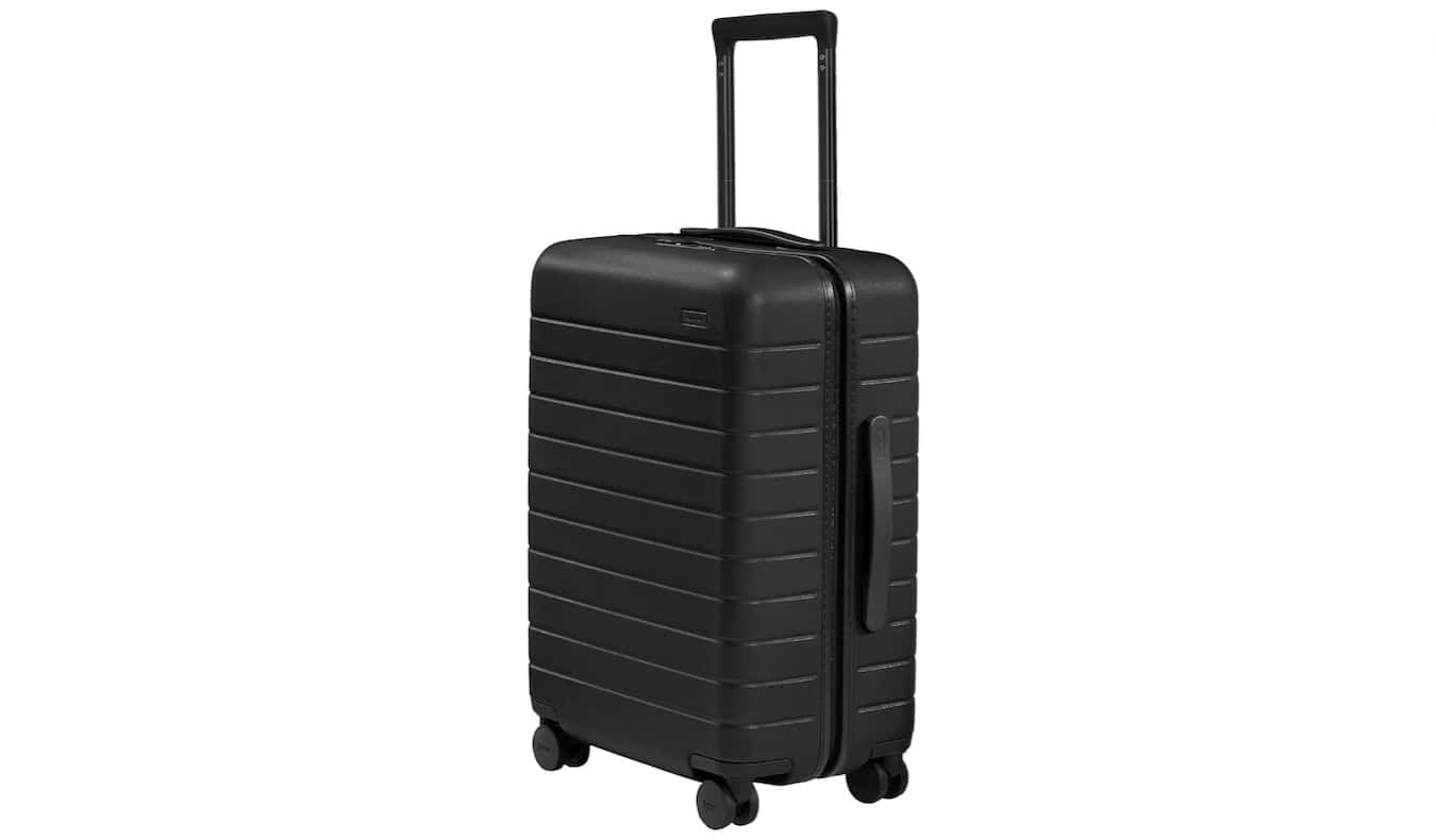 A hard shell black suitcase from Away
