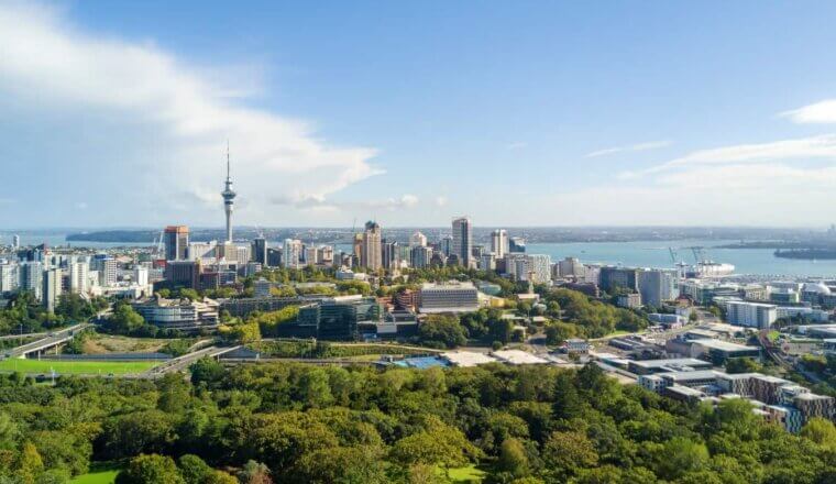 The city skyline of Auckland, New Zealand