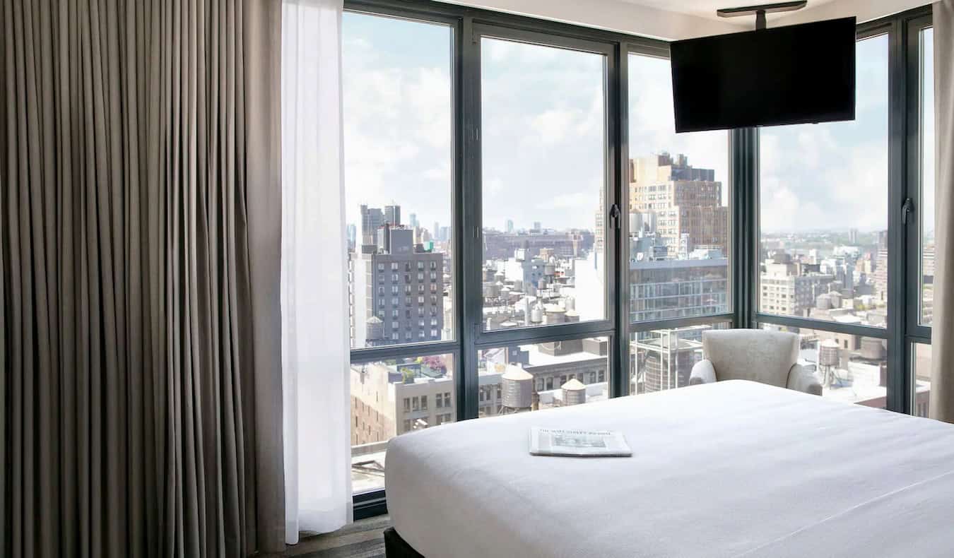 The sweeping view from the Hyatt Chelsea hotel in NYC