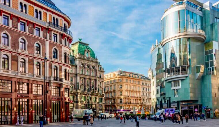 A sunny day in the City Center of beautiful and historic Vienna, Austria